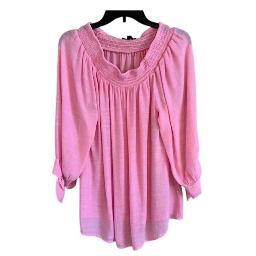 Cocomo‎ Women's Light Pink Off The Shoulder 3/4 Sleeve Tunic Blouse 1X